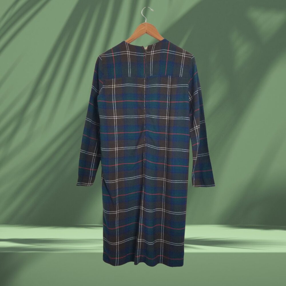 1970s Handmade Vintage Plaid Long-Sleeve Dress, Medium - Picture 2 of 3